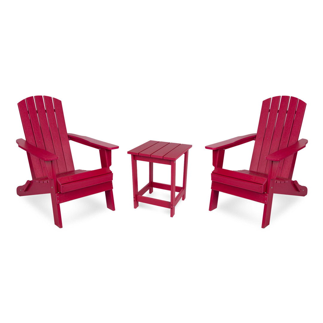 Marina Weather-Resistant Foldable Outdoor Adirondack Chair and Table Set Rosecliff Heights 