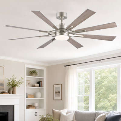 60'' 8-Blade Modern Farmhouse Large Room LED Windmill Ceiling Fan with Light and Remote