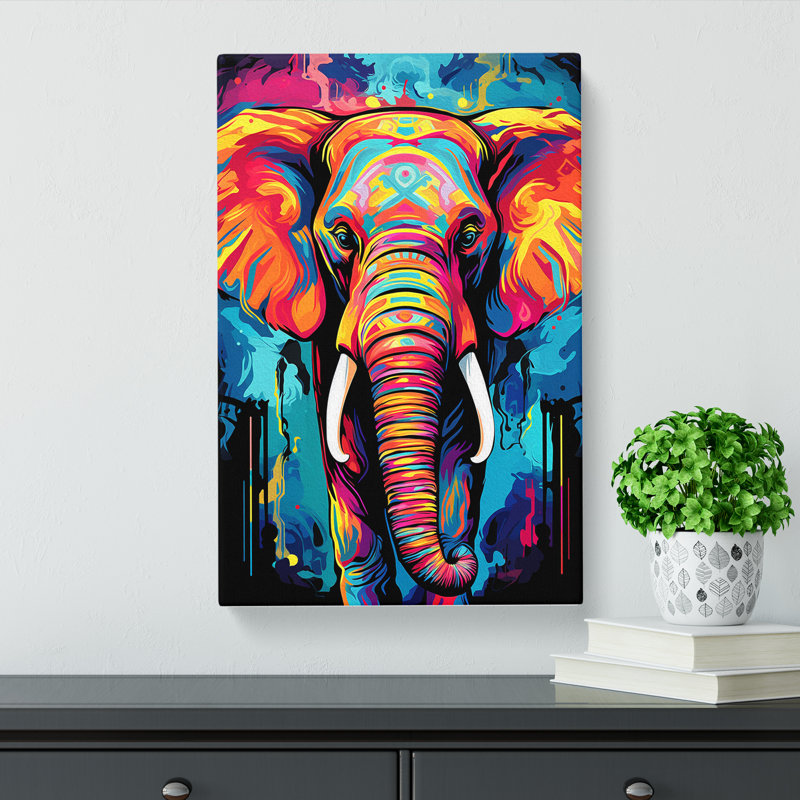 Elephant Pop - Wrapped Canvas, 76cm H x 50cm W x 3cm D