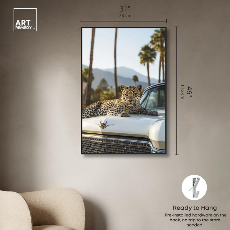 Art Remedy, toile d'art moderne tigre moderne, H 46 po x l 31 po, Cadre flottant noir