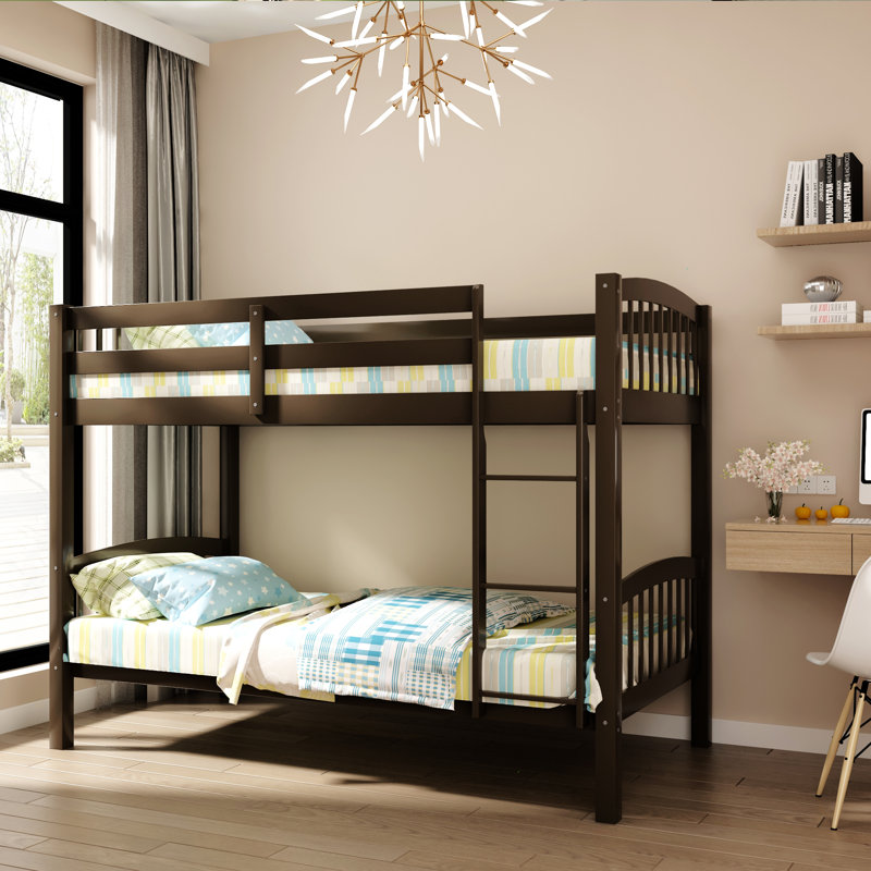 Lit superposé simple au-dessus de simple pour enfant Banas, Espresso