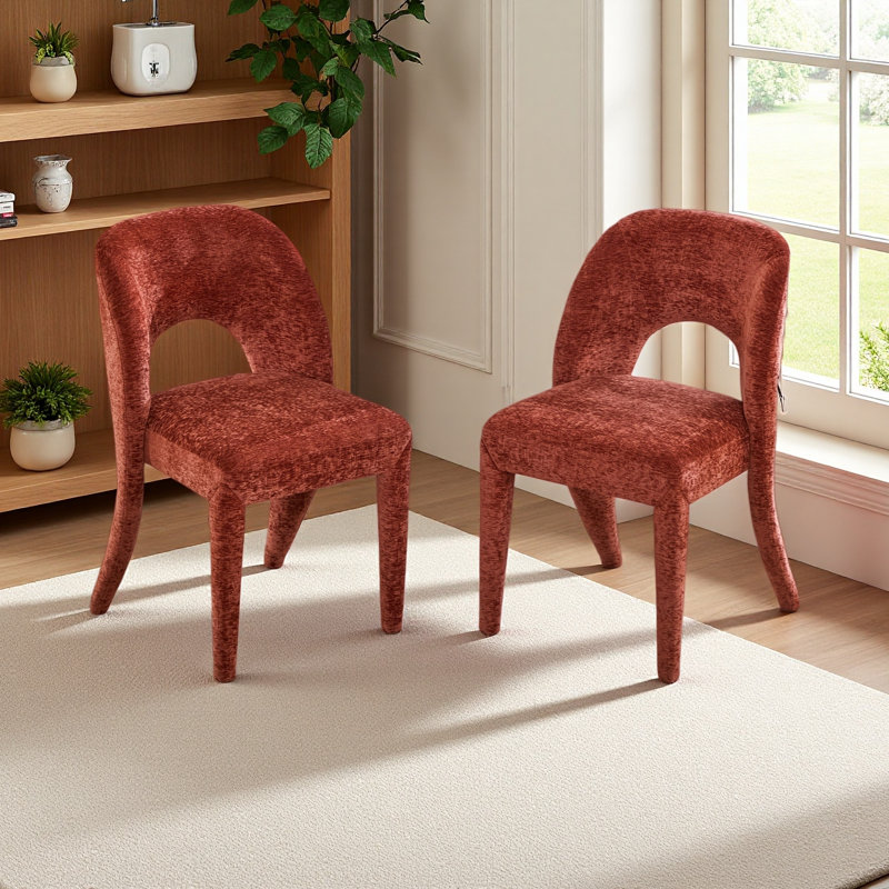 La chaise de salle à manger en chenille comprend un dossier creux de 2 pièces convenant aux cuisines de restaurant, Rose