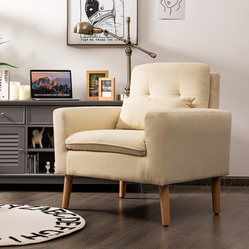 Araud Upholstered Armchair, Beige Linen