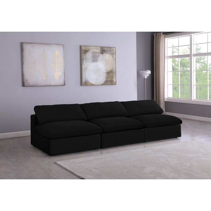 Canapé modulaire sans accoudoirs 117 po Burrows, Tissu texturé en lin noir