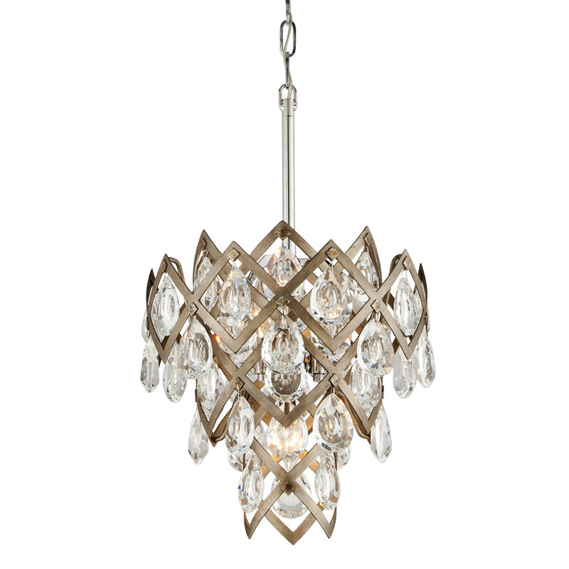 Tiara Vienna Bronze 3-Light Crystal Tiered Chandelier with Clear Shade