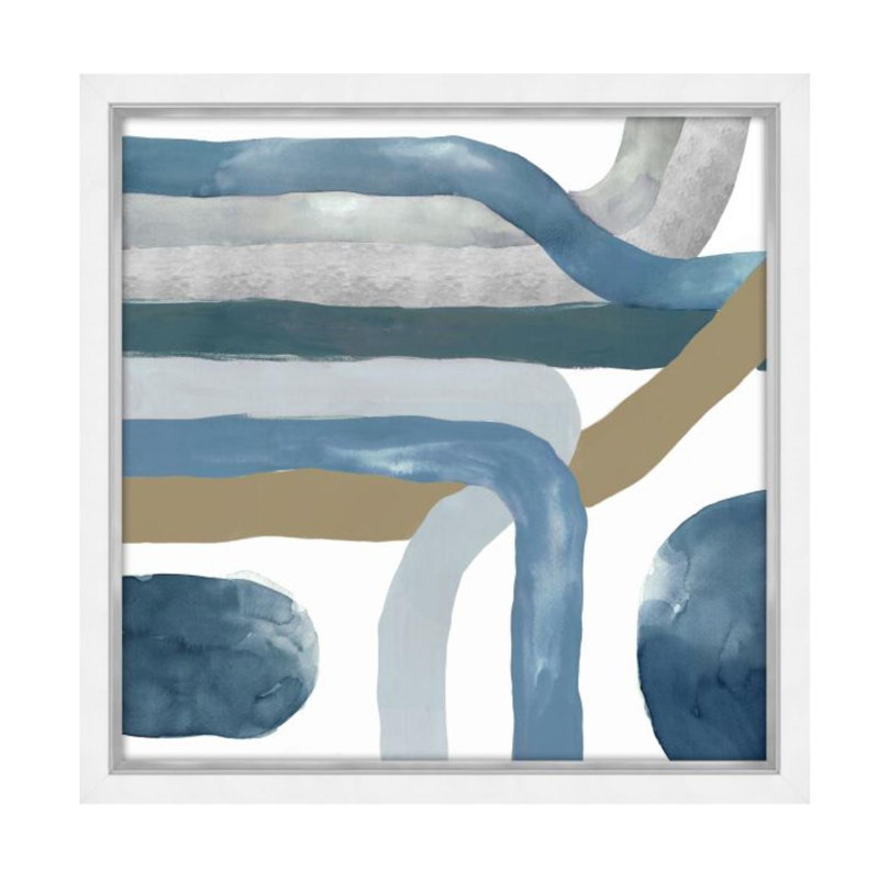 «Blue Crossing II» par Janice Sadler - Peinture, Couche de verre, H 36 po x l 36 po