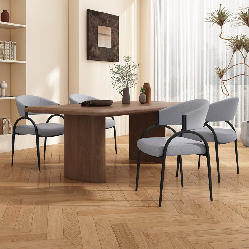 Chaises de salle à manger rembourrées avec pieds en métal (ensemble de 2), Gris