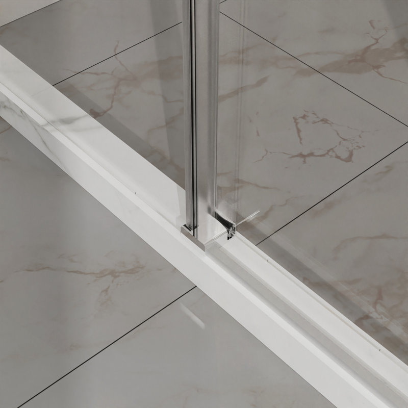 Frameless Shower Door, Sleek Silent Sliding Glass Door, 1/4" (6Mm) Thick Tempered Clear Glass With Easy-Clean Coating, Heavy-Duty 304 Stainless Steel