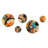 Orange and Blue Geometric Vibrations I - Modern Geometric Metal Wall Décor Circle 5 Pieces