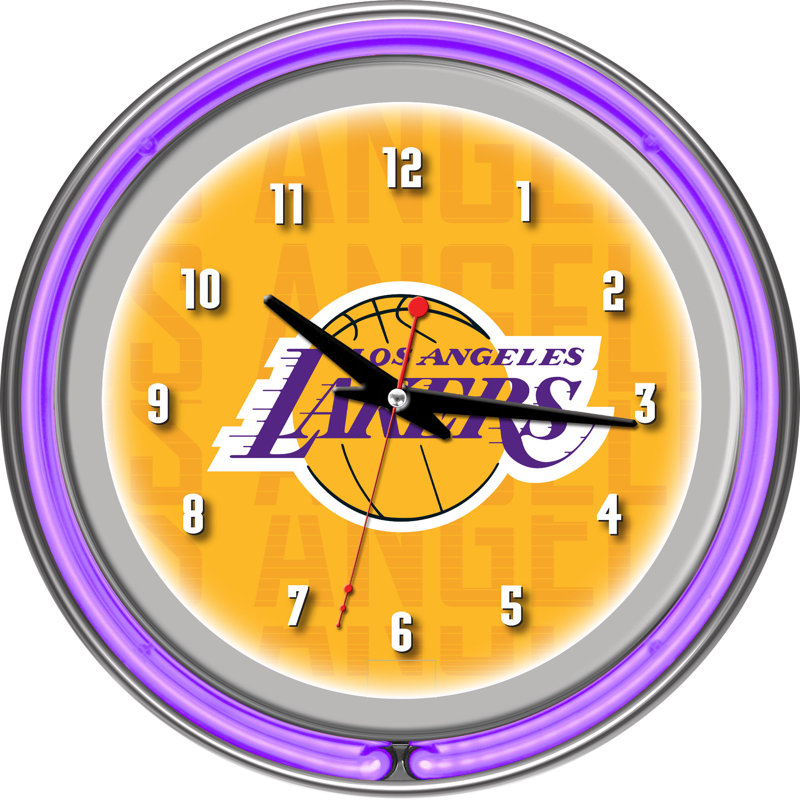 NBA Wall Clock, Los Angeles Lakers, 14.5"