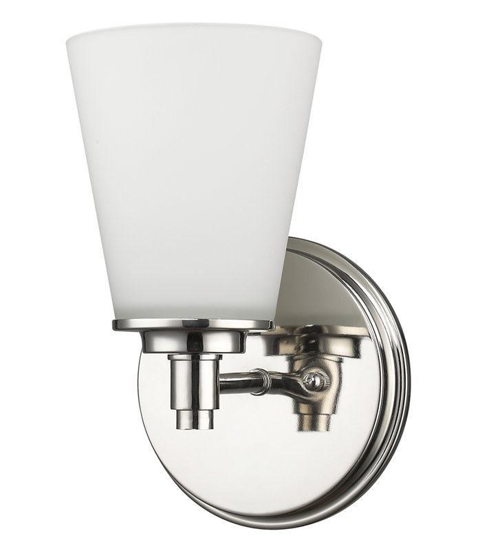Applique murale de salle de bain à intensité variable 1 lumière Vanmeter, Nickel poli
