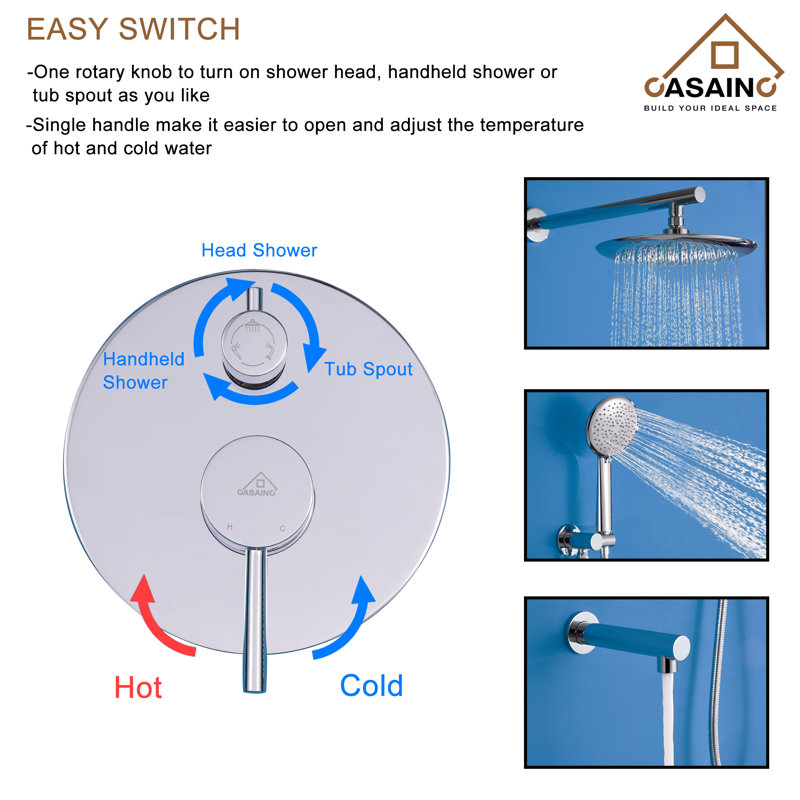 Chrome Multi-Head Rain Shower System with Handheld