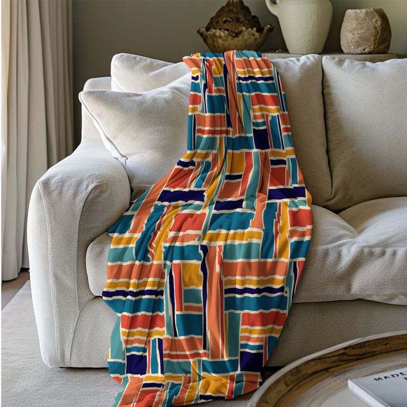 Rainbow Retro Look - 1 pièce Sherpa Premium, Grand lit