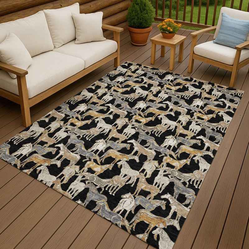 Tapis intérieur / extérieur lavable à la machine Chantille ACN2520, Noir, Rectangle 10 pi x 14 pi