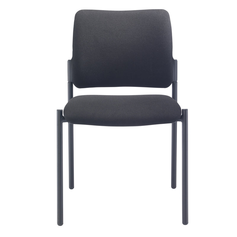 Pia 45cm H Polyester Blend Upholstered Folding Stacking Side Chair, Black
