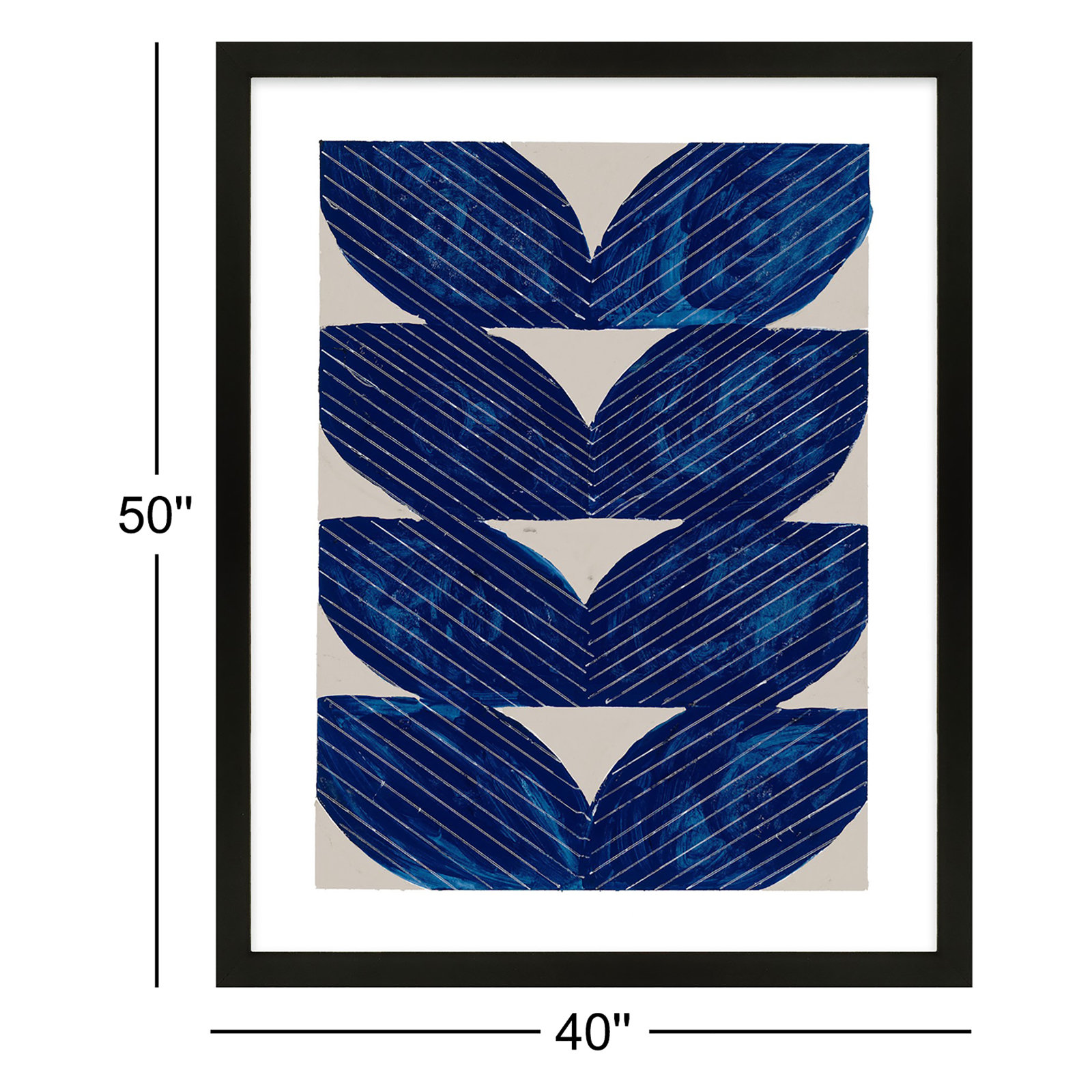 Navy Chevron by Andrea Stokes, Black, 50" H x 40" W