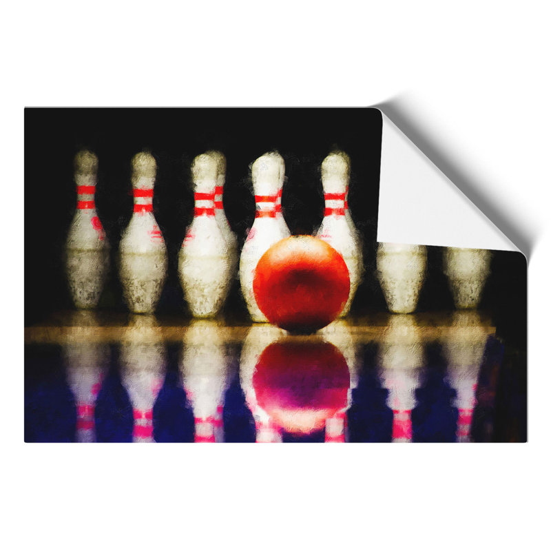 Ten Pin Bowling Painting - Frameless Print, 21cm H x 30cm W x 0.1cm D