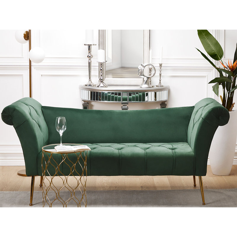 Uriel Velvet Chaise Lounge, Green