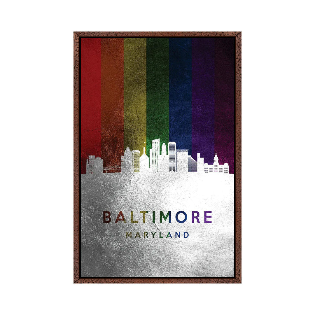 Baltimore Maryland Spectrum Skyline von Adrian Baldovino - Galerie-umwickelte Leinwand Giclée