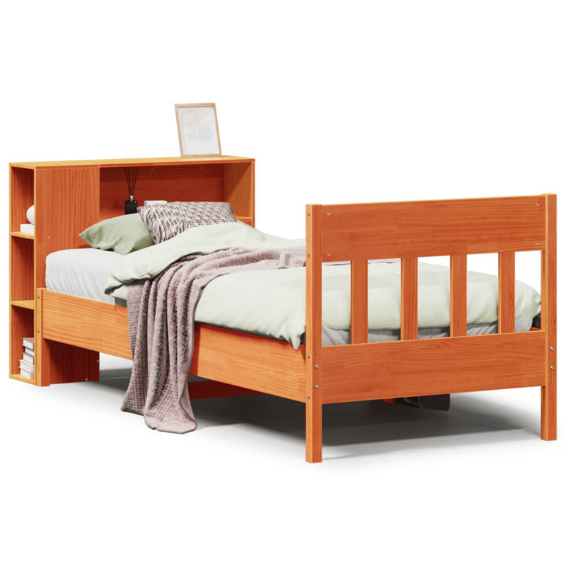 Porterdale Solid Wood Bed, Wax brown, 100cm x 200cm