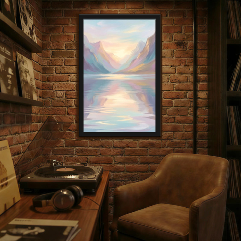 «Abstract Mountain Lake Sunset», reproduction d'art de paysage, H 18 po x l 12 po