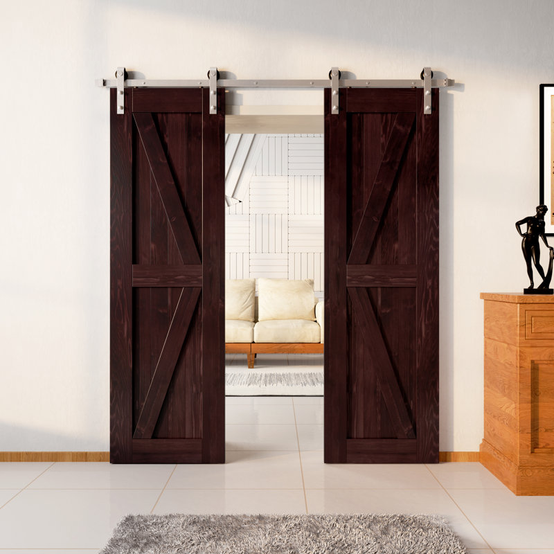Ensemble de quincaillerie d'installation de porte en nickel massif brossé K Design, L 26 po x H 84 po, Acajou rouge