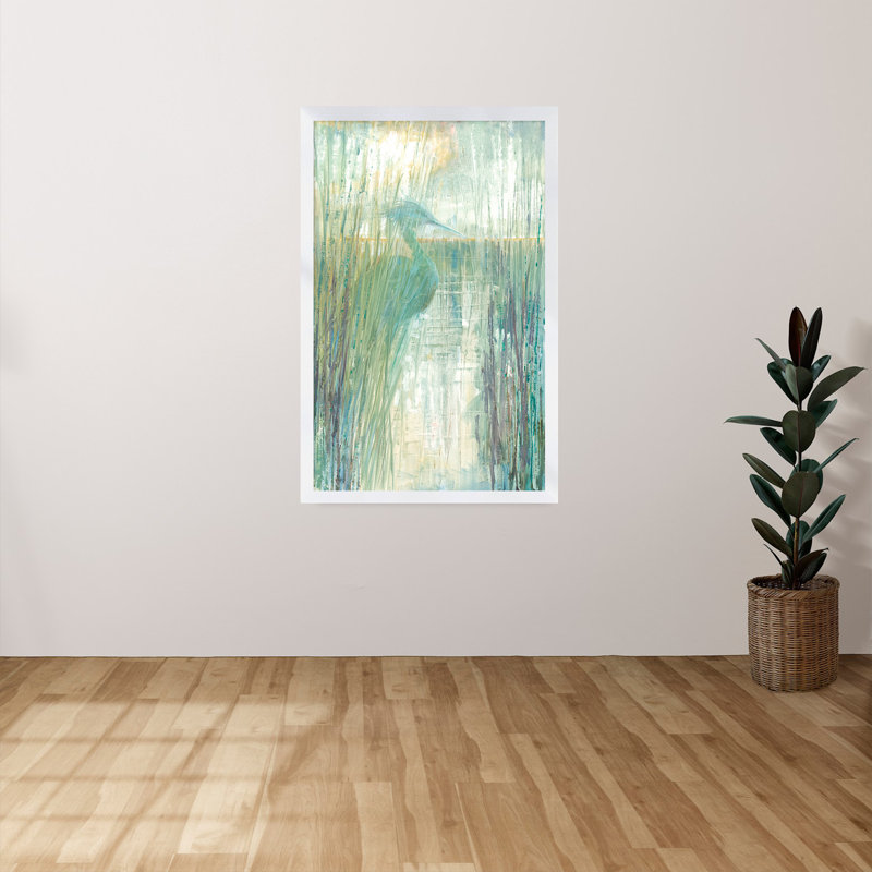 "Morning Egret I" par Ruane Manning - reproduction d'art encadrée, H 51,5 po x l 35,5 po x P 0,75 po