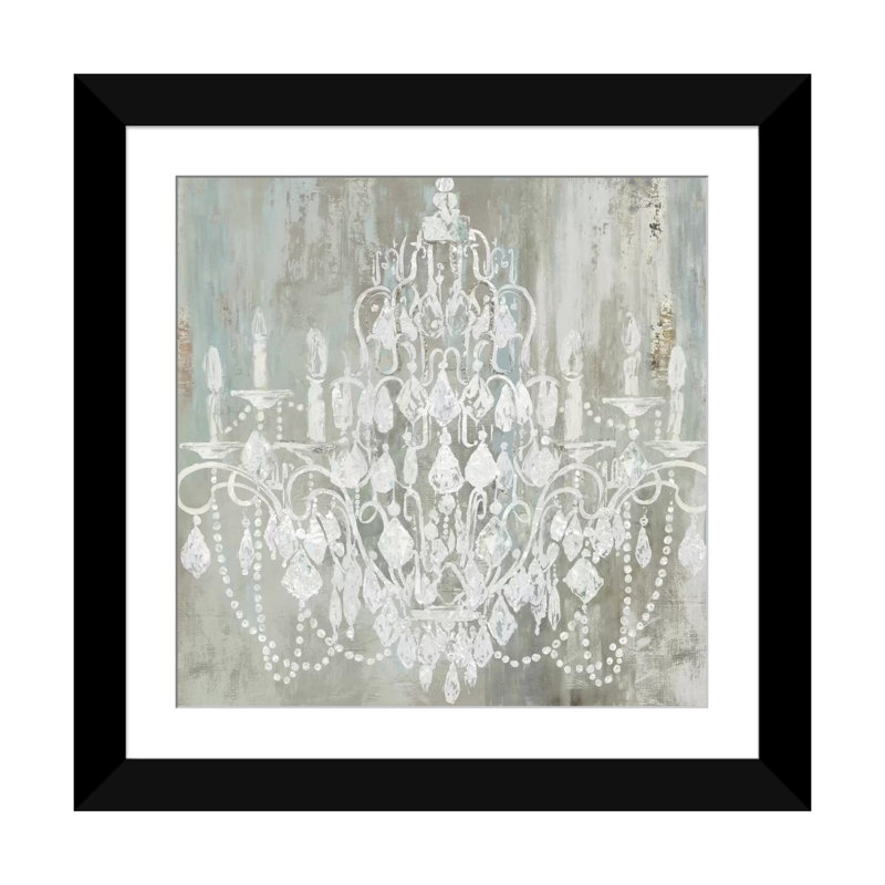 «Chandelier», reproduction sur toile, Papier d'art encadré noir, Blanc, H 24 po x l 24 po x P 1 po