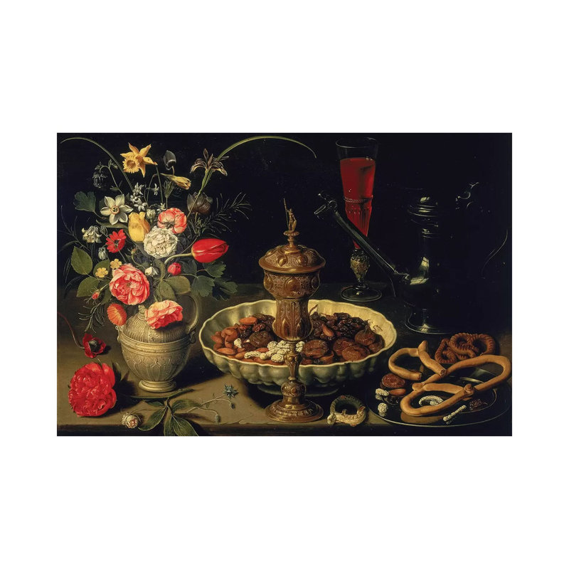 Still Life Of Flowers And Dried Fruit by Clara Peeters - Wrapped Canvas Print, 30.48cm H x 45.72cm W x 1.91cm D