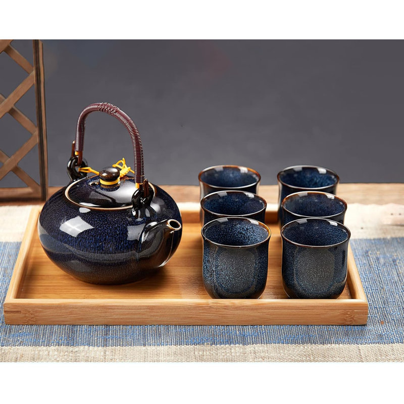 Norden Home Oriental Teapot Set, Dark Blue