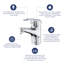 Denbigh Tap for Lavatory, Polished Chrome Mono Basin Mixer  Bathroom Tap with waste