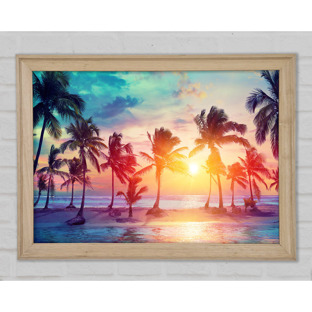 Gerahmtes Leinwandbild Hawaii Sunset Sea