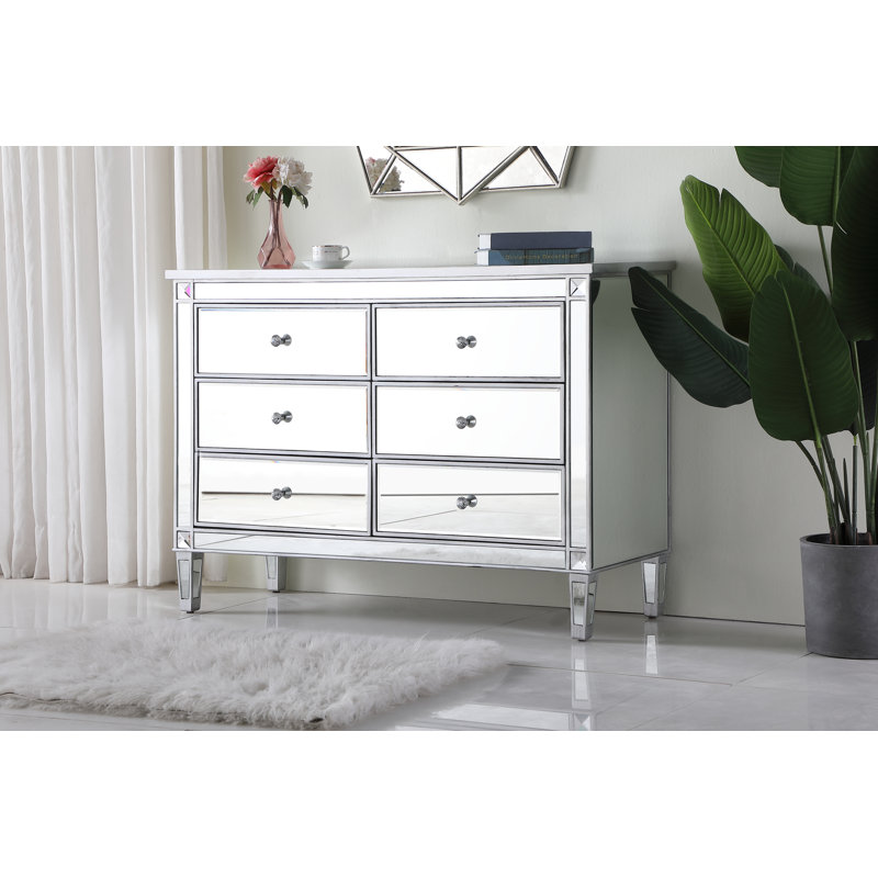 Commode double l 6 po SPARKS, En miroir / argenté