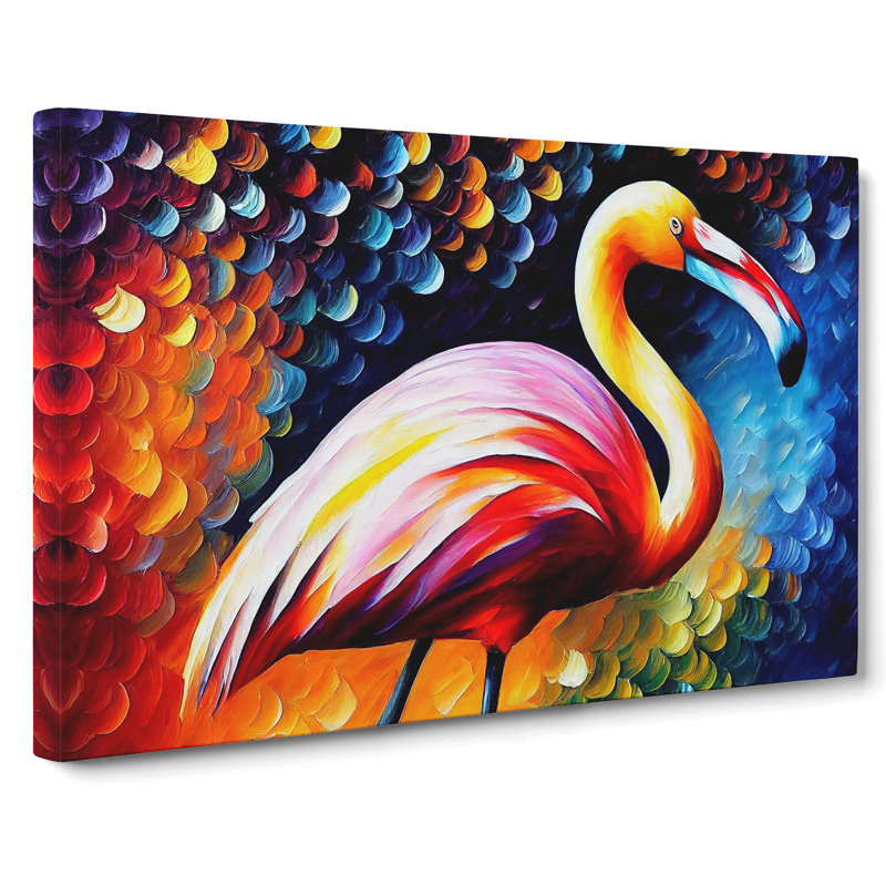 Flamingo Painting Vol.4 Abstract - Wrapped Canvas, 35cm H x 50cm W x 3cm D