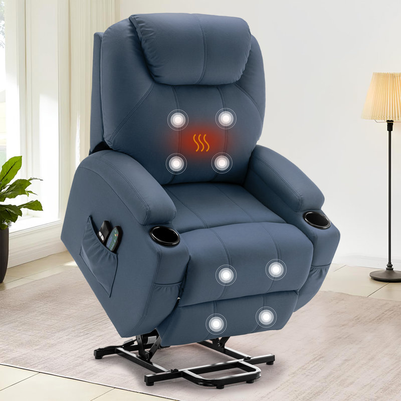 KORSER Power Lift Recliners, Recliner Chair With Heat And Massage For Elderly ,Electric Lift Recliner With Side Pockets And 2 Cup Holders