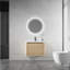 Meuble-lavabo mural moderne avec lavabo en céramique, style chêne blanc américain