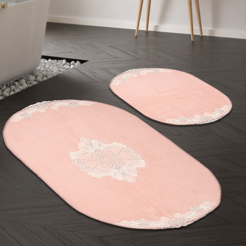 Ensemble de luxueux tapis de bain (2 pièces) en polyester de 19,7 po x 23,6 po et de 23,6 po x 39,4 po | Sous-tapis antidérapant, hauteur de poils de 0,6 po | Lavable à la machine à 86 ° F, parfait pour le confort et le style dans votre salle de bain