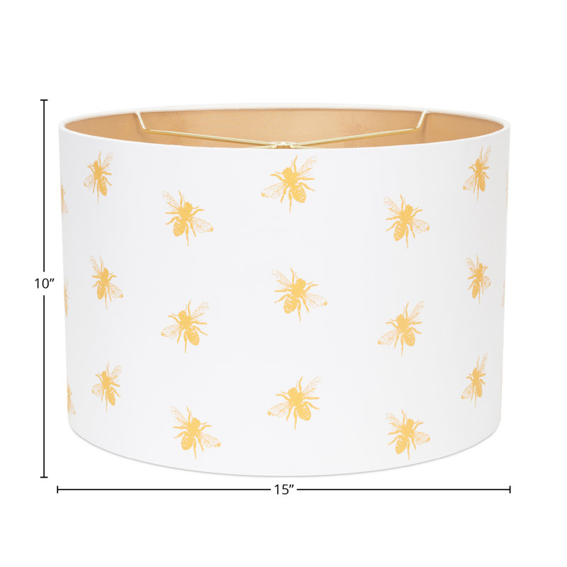 Drum Lamp Shade, White/Gold