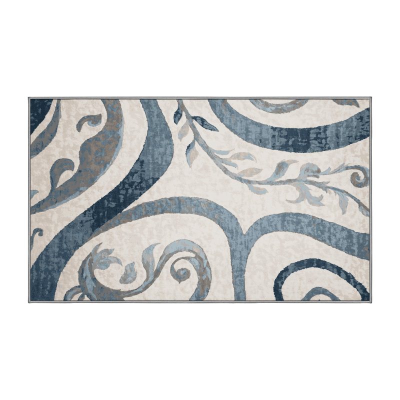 Machine Washable Gray Area Rug, Rectangle 4' x 6'
