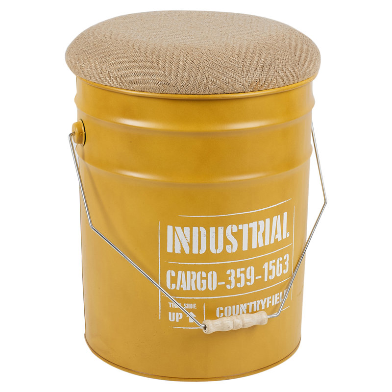 Elvira Stainless Steel Accent Stool, Yellow/Beige
