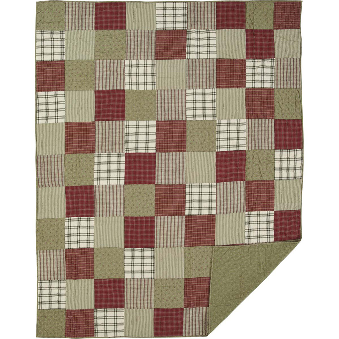 Prairie Winds Brick Red/Sage/Khaki Standard Cotton Reversible Farmhouse / Country Quilt VHC Brands
