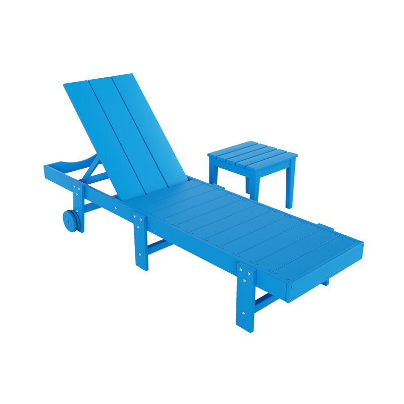 Chaise longue inclinable 77,6 po en poly, Bleu pacifique