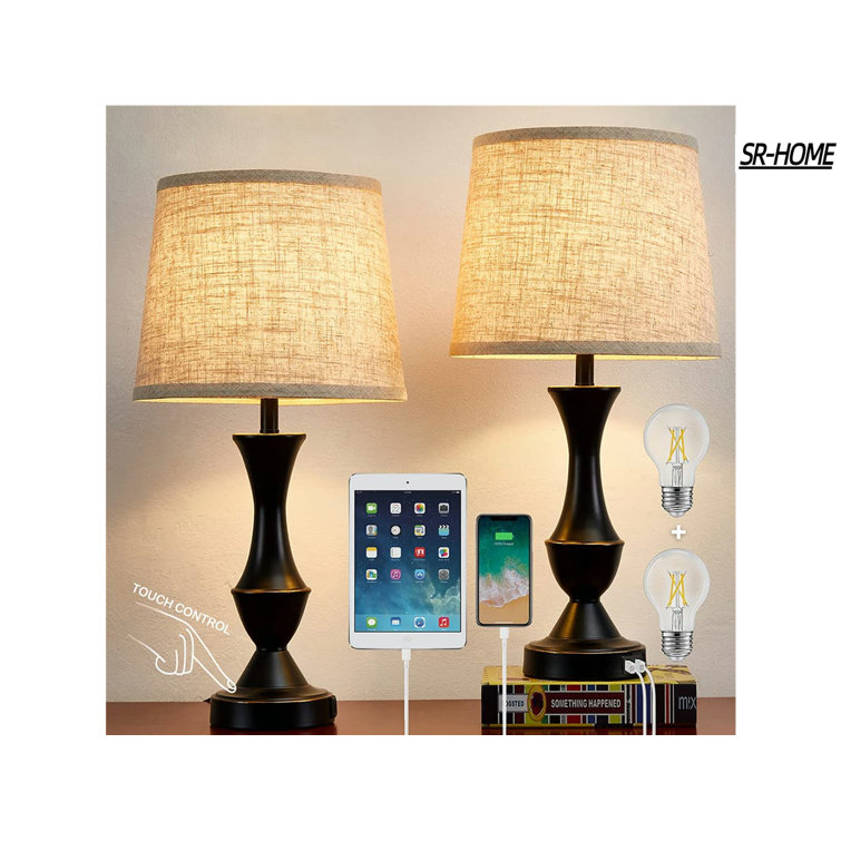 Acheter Lampes de chevet pour chambre à coucher, table de chevet avec ports  USB, lampe de table avec abat-jour en tissu pour table d'appoint, salon,  bureau, salle d'étude