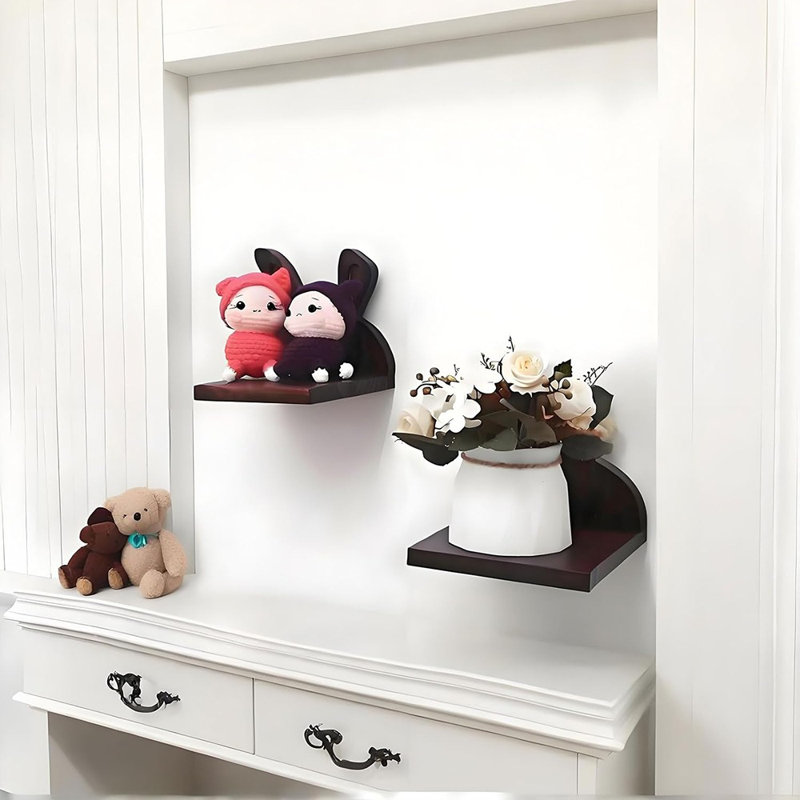 2 petites tablettes flottantes en bois pour lapin, 2 pièces