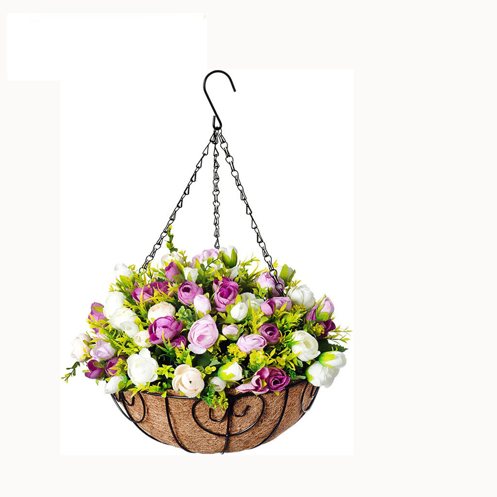 KONTONTY Artificial Flower Basket Bouquet Centerpiece for Table Fake  Flowers Basket Corona para Ramos buchones de Flores Artificial Flower  Hanging