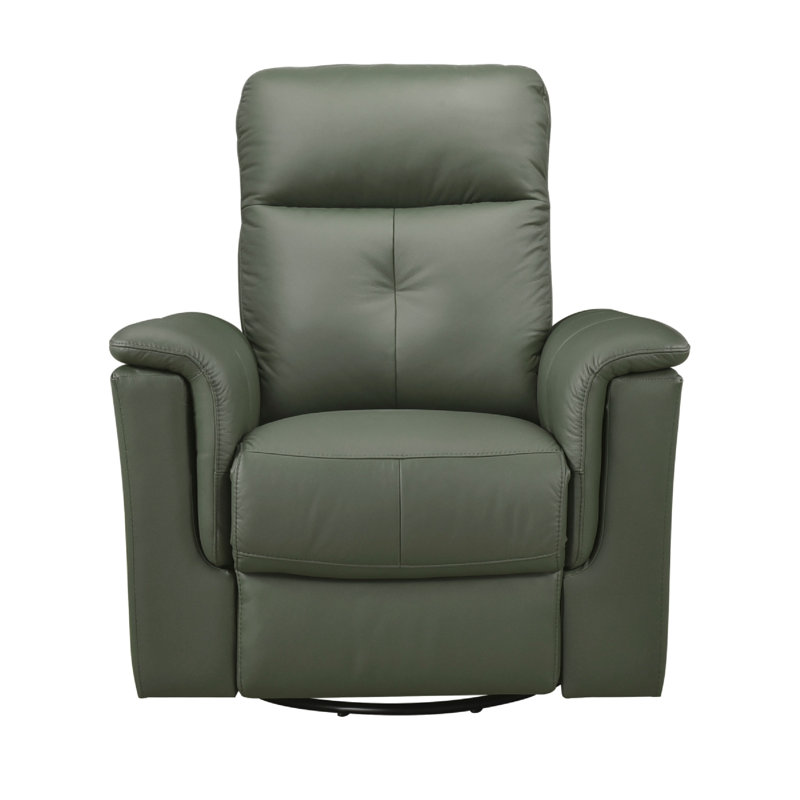 Rem Swivel Glider Manual Reclining Chair, Green Top Grain Leather, Green