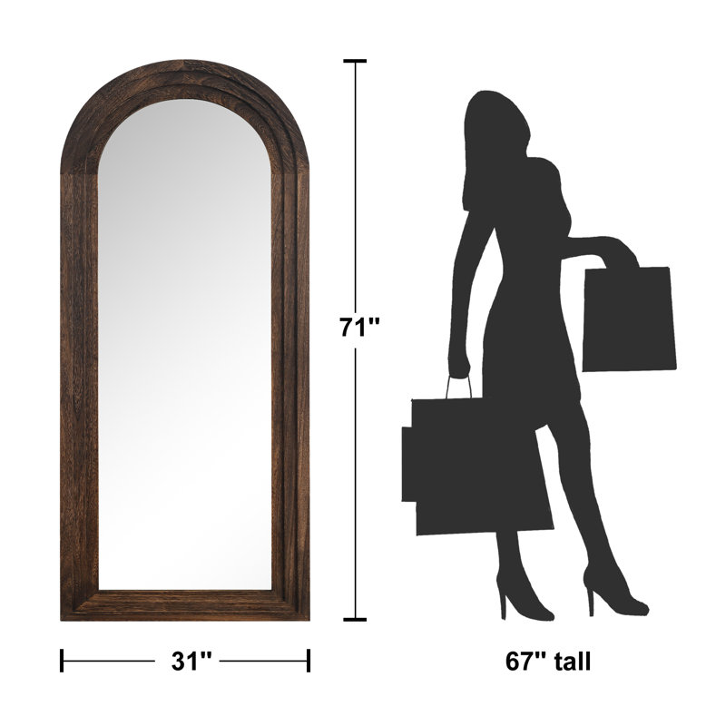 Ensemble de 2 miroirs muraux en bois massif Farmhouse Arch, H 1 po x l 71 po x P 1 po, Bois brun foncé