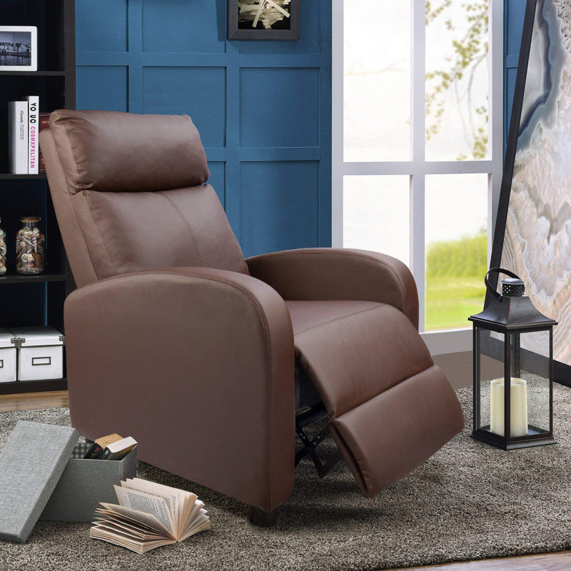 Pettit Faux Leather Recliner, Brown Faux leather