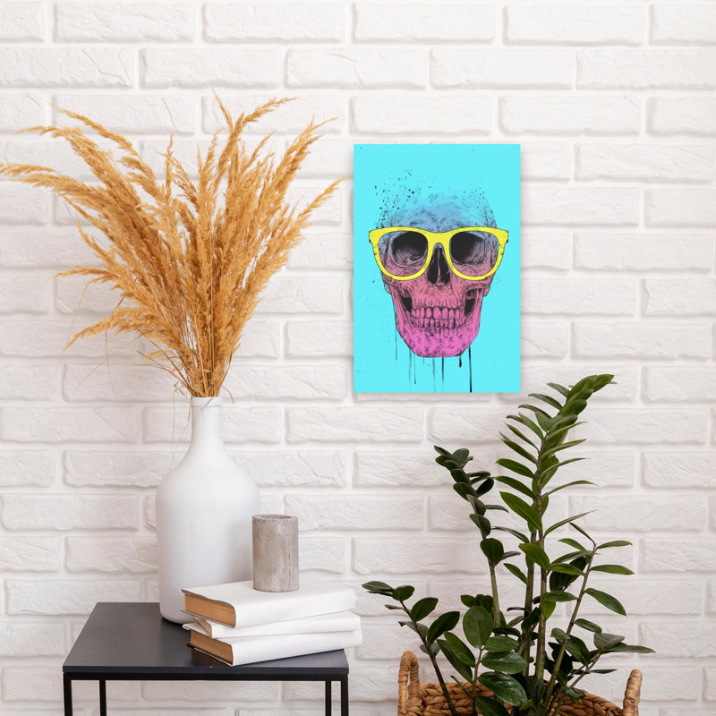 Vibrant Skull Glasses Abstract Contemporary Wall Art Print, 18" H x 12" W