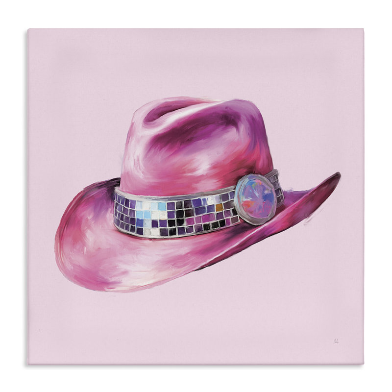 «Disco Adorned Cowgirl Hat», art mural par Sarah Adams, H 17 po x l 17 po